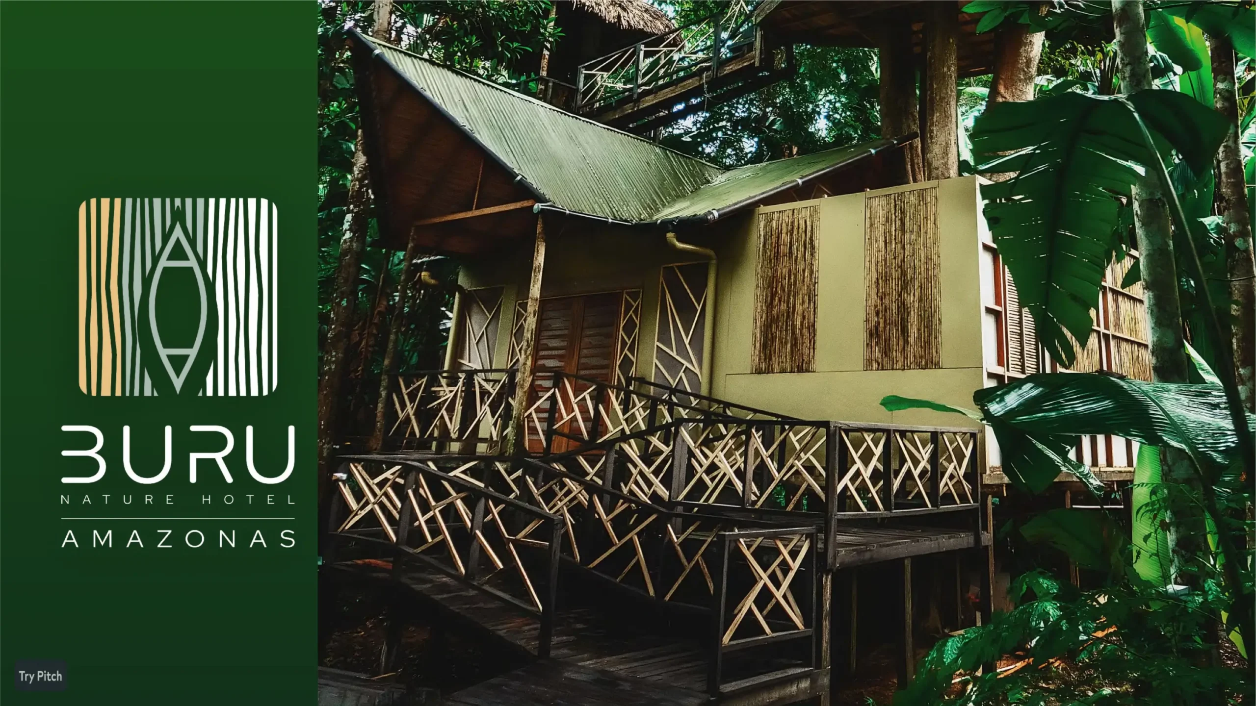 Hotel de lujo en el Amazonas Burú Nature Hotel en Leticia, Colombia, mostrando suites exclusivas en la selva y tours fluviales premium con Siempre Colombia. Amazon luxury hotel Burú Nature Hotel in Leticia, Colombia, featuring exclusive jungle suites and premium river tours with Siempre Colombia.